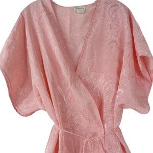 Vintage 90s Intimate MOODS Pink Paisley Short Dressing Robe 1X New Old Stock